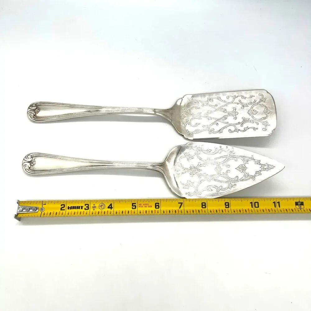 Vintage Gorham Heritage Silverplate Set of 2 Cake / Pie Servers 11.5